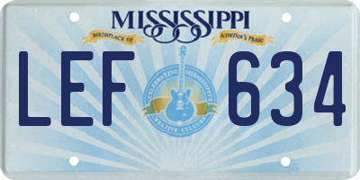 MS license plate LEF634