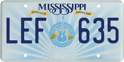 MS license plate LEF635