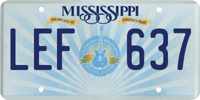 MS license plate LEF637