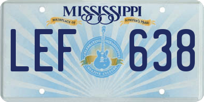 MS license plate LEF638