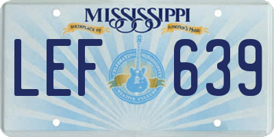 MS license plate LEF639