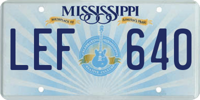 MS license plate LEF640