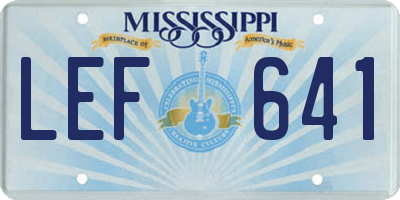 MS license plate LEF641