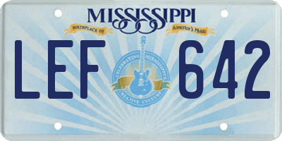 MS license plate LEF642