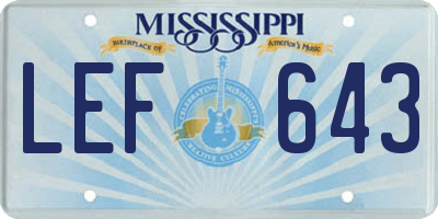 MS license plate LEF643