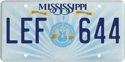 MS license plate LEF644