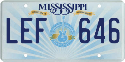 MS license plate LEF646