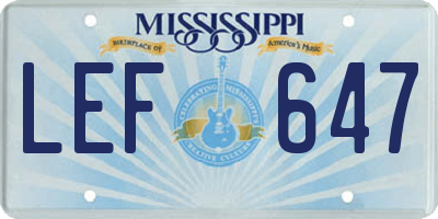 MS license plate LEF647