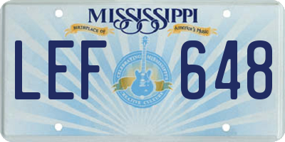 MS license plate LEF648