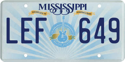 MS license plate LEF649