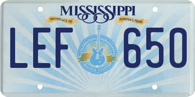 MS license plate LEF650