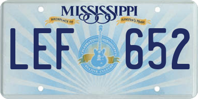 MS license plate LEF652