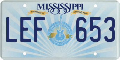 MS license plate LEF653