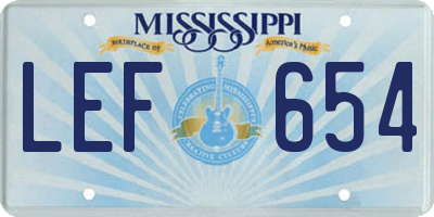 MS license plate LEF654