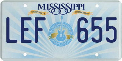 MS license plate LEF655