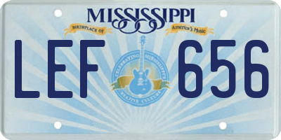 MS license plate LEF656