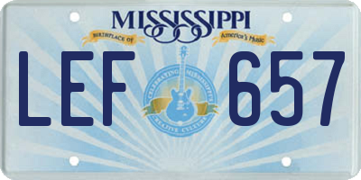 MS license plate LEF657
