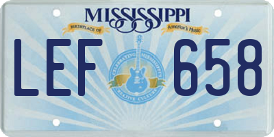 MS license plate LEF658
