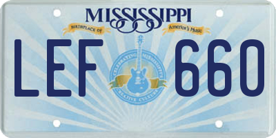 MS license plate LEF660