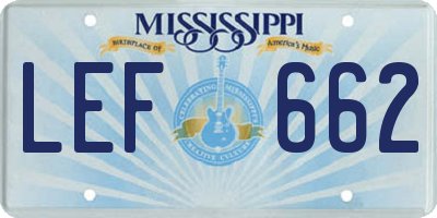 MS license plate LEF662
