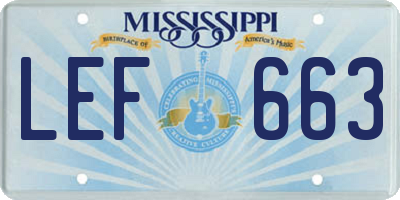 MS license plate LEF663