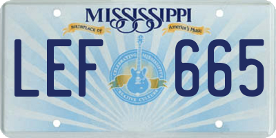MS license plate LEF665