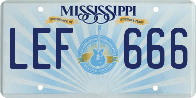 MS license plate LEF666