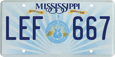 MS license plate LEF667