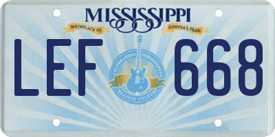 MS license plate LEF668