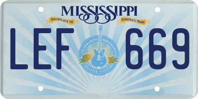 MS license plate LEF669