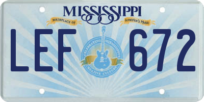 MS license plate LEF672