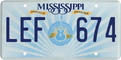 MS license plate LEF674