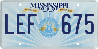 MS license plate LEF675