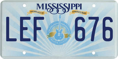 MS license plate LEF676