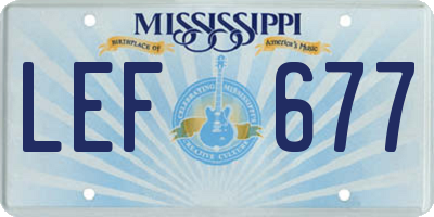 MS license plate LEF677