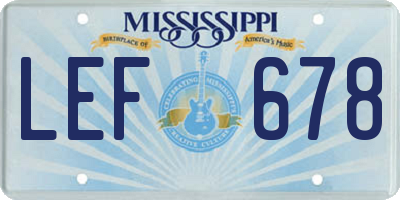 MS license plate LEF678