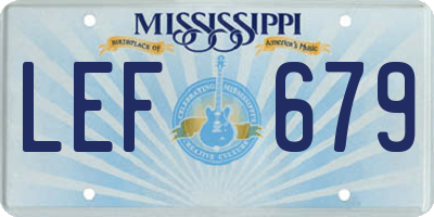 MS license plate LEF679