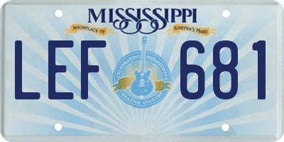 MS license plate LEF681