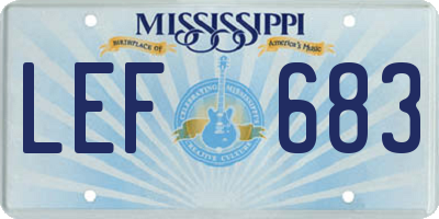 MS license plate LEF683