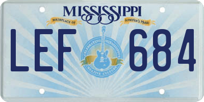 MS license plate LEF684