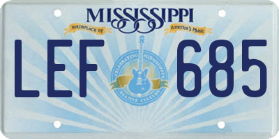 MS license plate LEF685