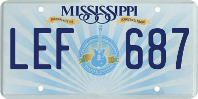 MS license plate LEF687