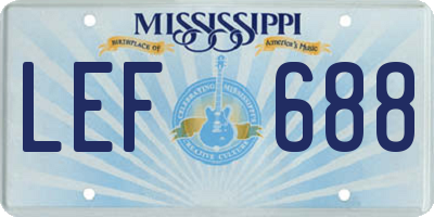 MS license plate LEF688