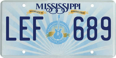 MS license plate LEF689