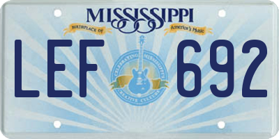 MS license plate LEF692