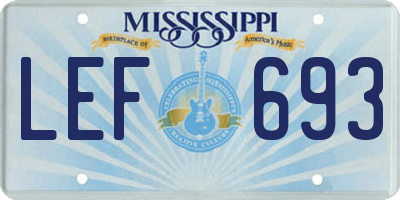 MS license plate LEF693