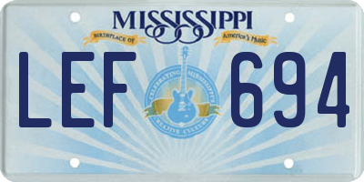 MS license plate LEF694