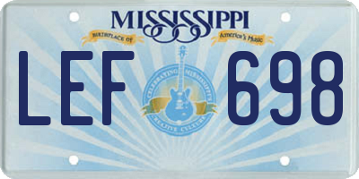MS license plate LEF698