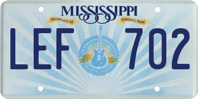 MS license plate LEF702