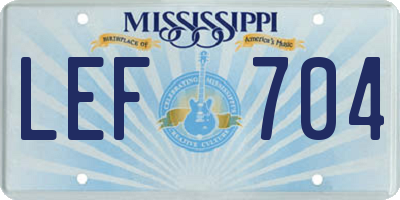 MS license plate LEF704